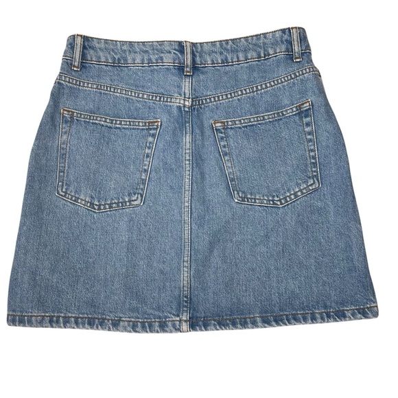 Topshop Denim Skirt Blue Button Front Closure Pockets Cotton Size 6 90s Y2K Boho - Picture 9 of 16